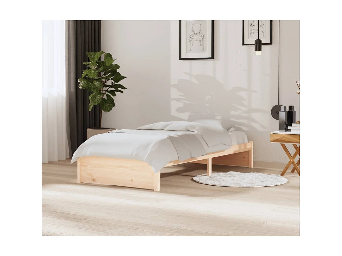 Lit simple | Lit adulte, enfant | Cadre de lit bois massif 90x200 cm