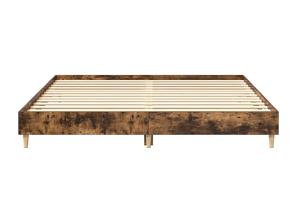 Letto per adulti | Letto matrimoniale | Giroletto senza Materasso Rovere Fumo 200x200 cm in Truciolato