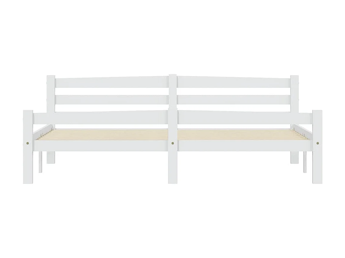 Lit double | Lit adulte | Cadre de lit blanc bois massif de pin 180x200 cm