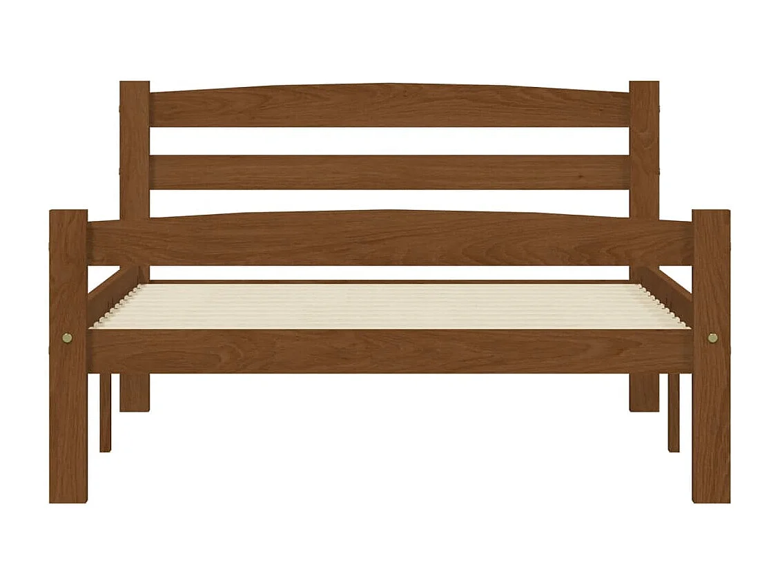 Lit simple | Lit adulte, enfant | Cadre de lit Marron miel Bois pin massif 90x200 cm