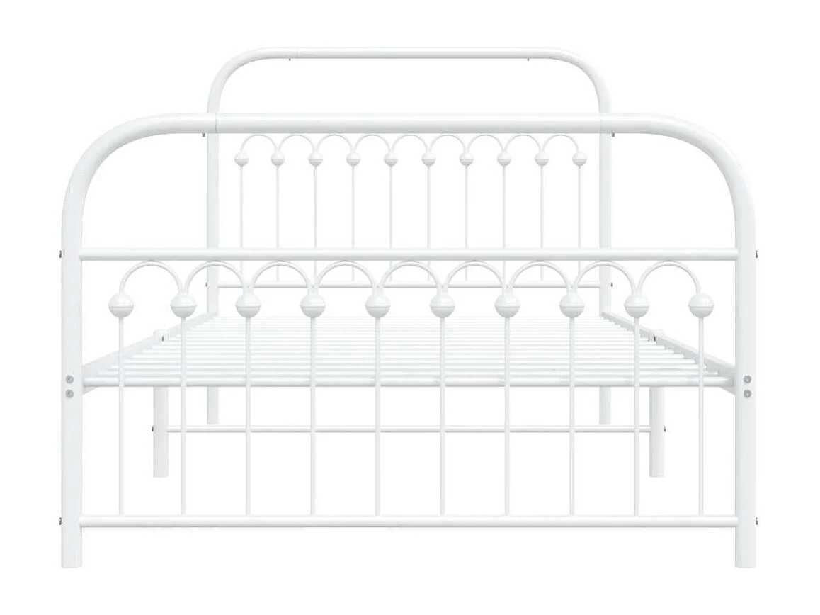 Lit simple | Lit adulte, enfant | Cadre de lit métal et pied de lit blanc 107x203 cm