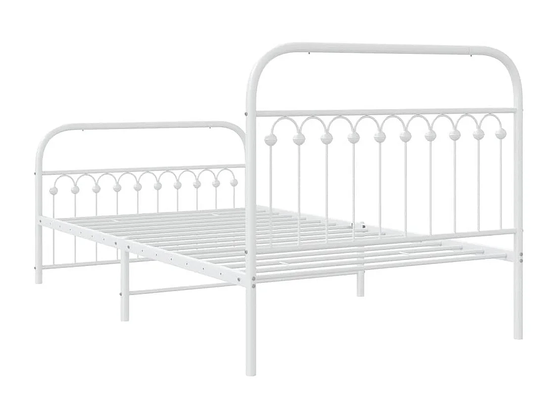 Lit simple | Lit adulte, enfant | Cadre de lit métal et pied de lit blanc 107x203 cm