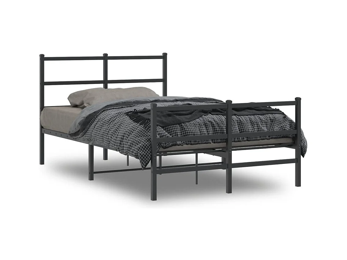 Lit simple | Lit adulte, enfant | Cadre de lit métal avec pied de lit noir 120x200cm
