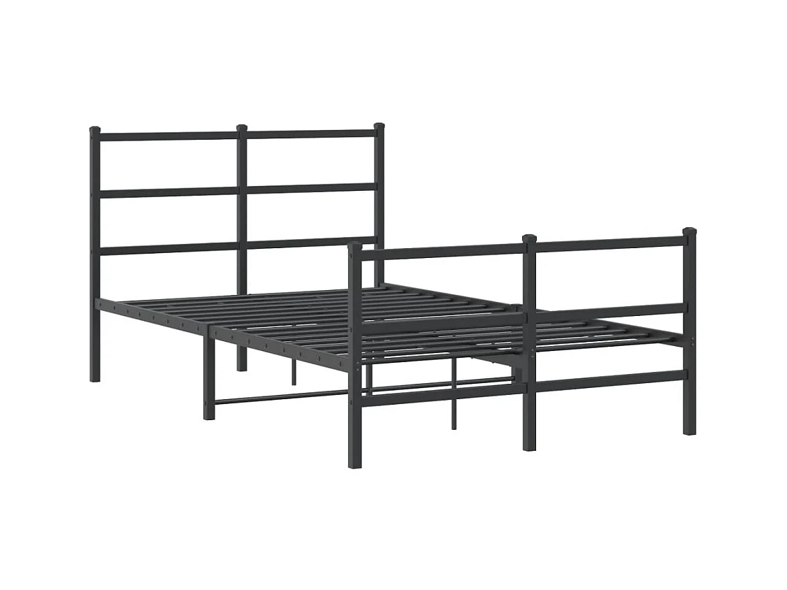 Lit simple | Lit adulte, enfant | Cadre de lit métal avec pied de lit noir 120x200cm