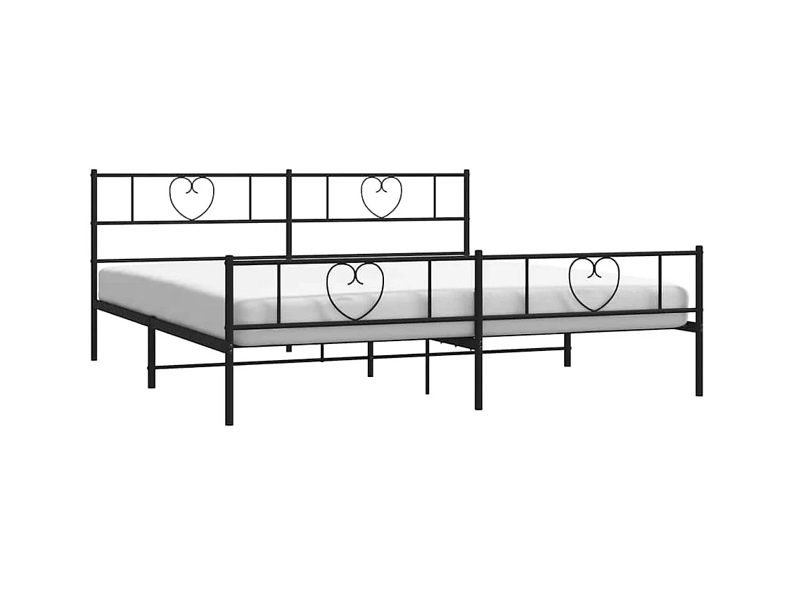 Lit double | Lit adulte | Cadre de lit métal avec pied de lit noir 183x213cm