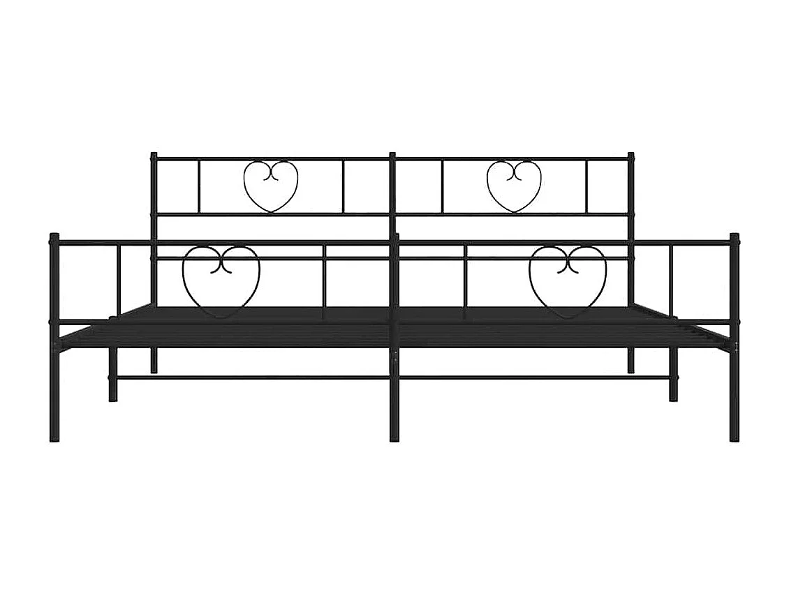 Lit double | Lit adulte | Cadre de lit métal avec pied de lit noir 183x213cm