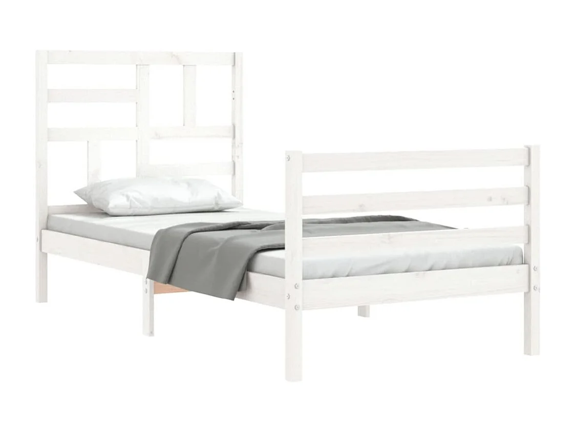 Lit simple | Lit adulte, enfant | Cadre de lit blanc bois massif 75x190 cm