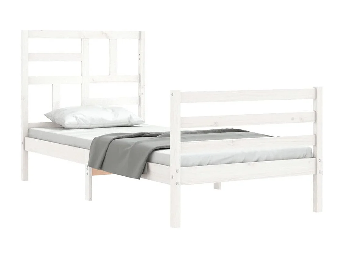 Lit simple | Lit adulte, enfant | Cadre de lit blanc bois massif 75x190 cm