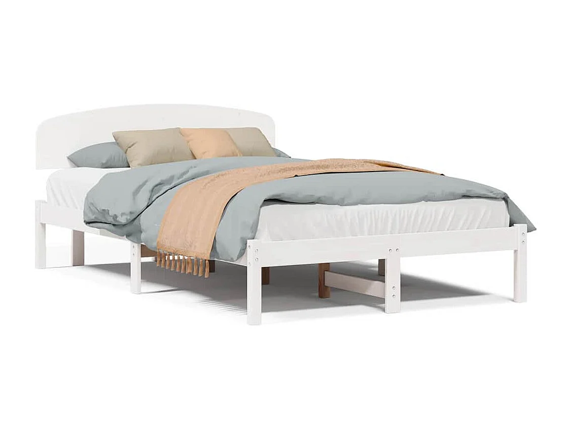 Lit double | Lit adulte | Cadre de lit Blanc 135x190 cm Bois de pin massif