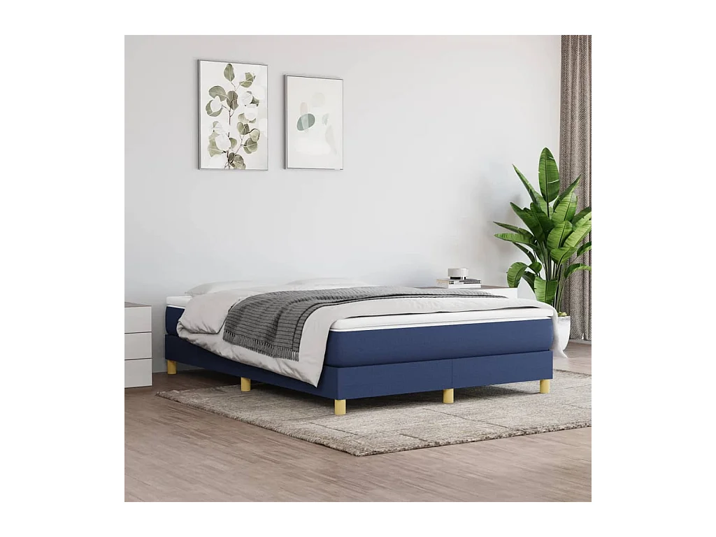 Lit double | Lit adulte | Cadre de lit bleu 140x200 cm tissu