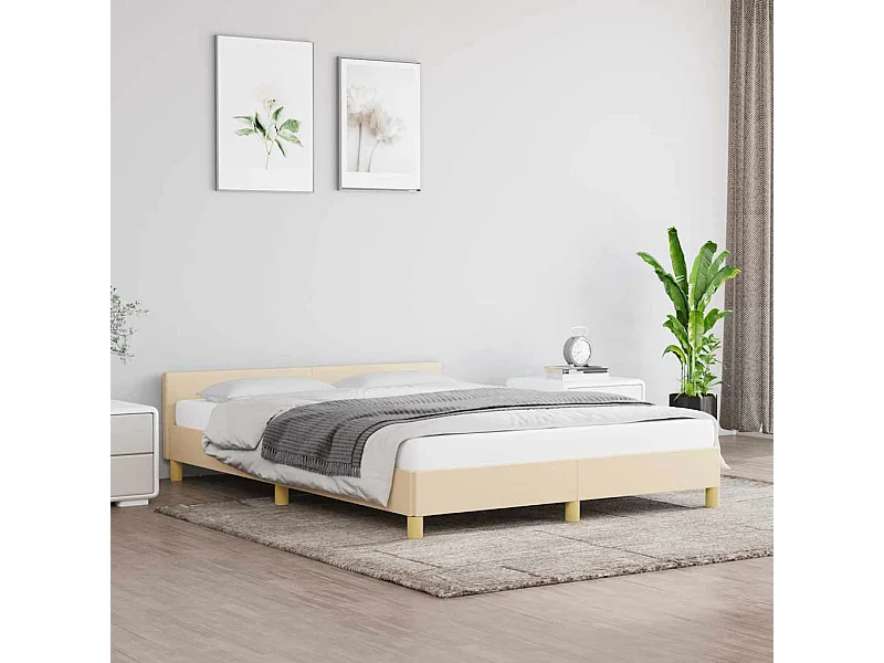 Lit double | Lit adulte | Cadre de lit crème 140x190 cm tissu