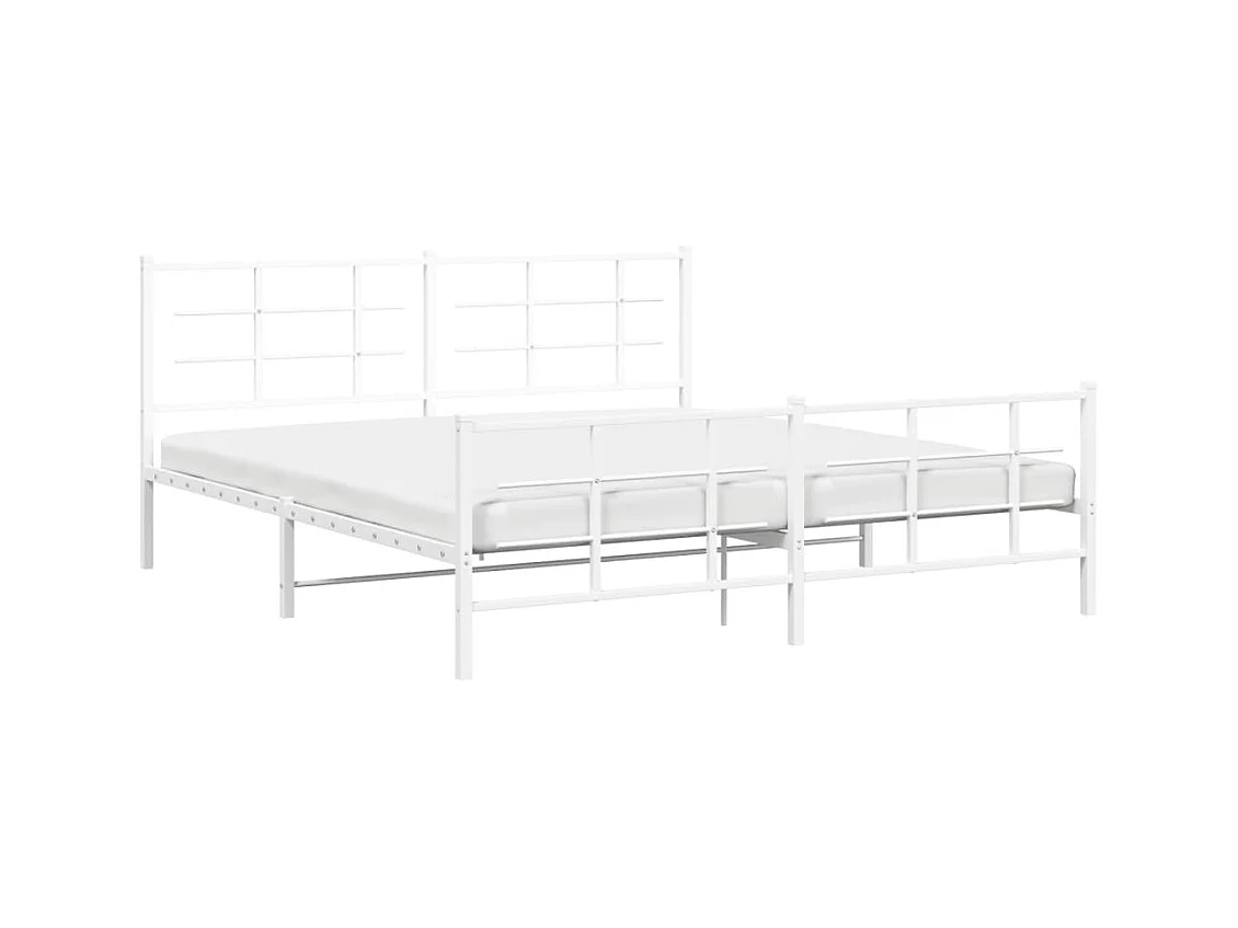 Lit double | Lit adulte | Cadre de lit métal et pied de lit blanc 183x213 cm