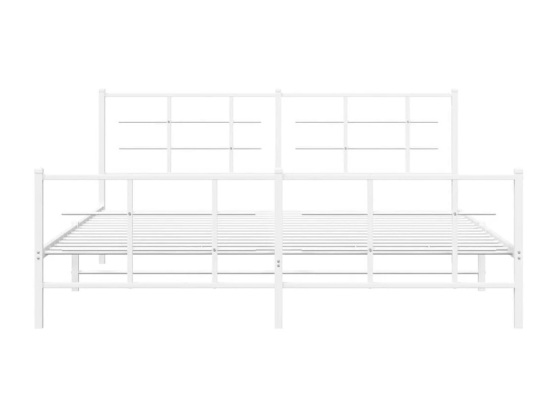 Lit double | Lit adulte | Cadre de lit métal et pied de lit blanc 183x213 cm