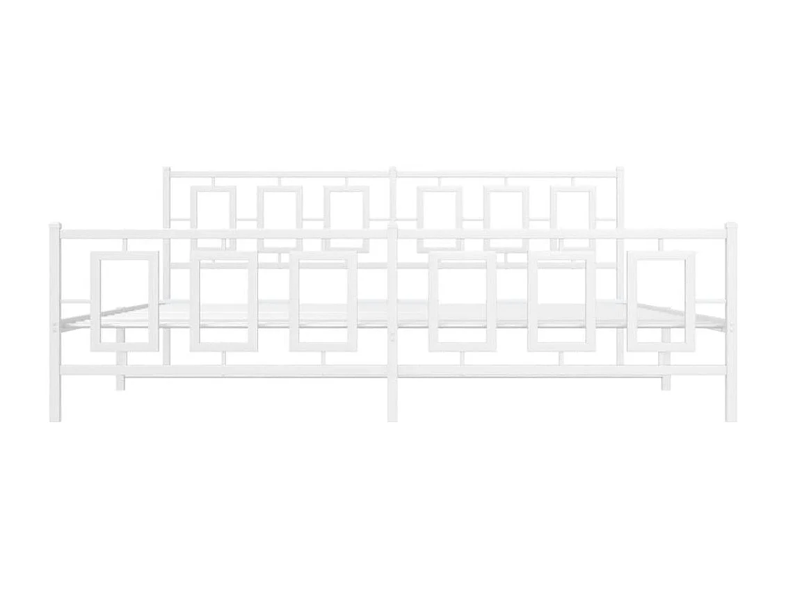 Lit double | Lit adulte | Cadre de lit métal et pied de lit blanc 193x203 cm