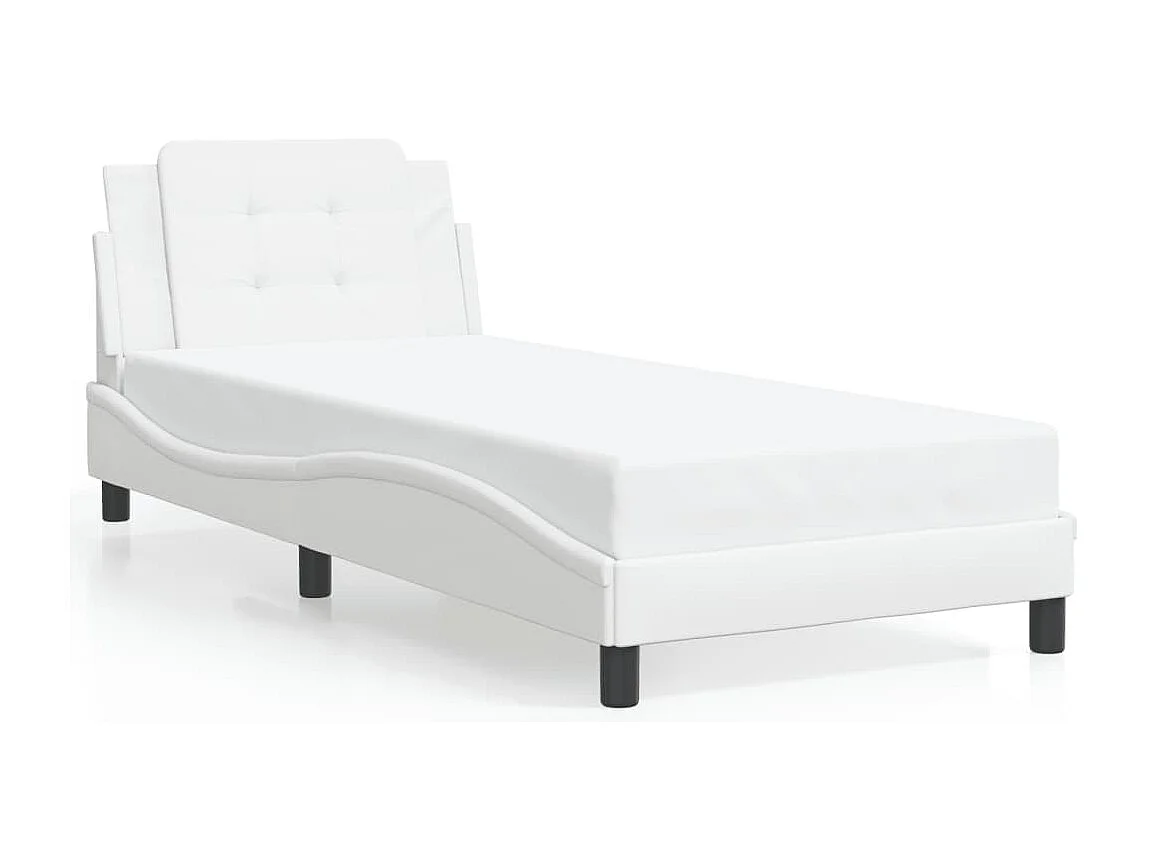 Lit simple | Lit adulte, enfant | Cadre de lit blanc 90x190 cm similicuir
