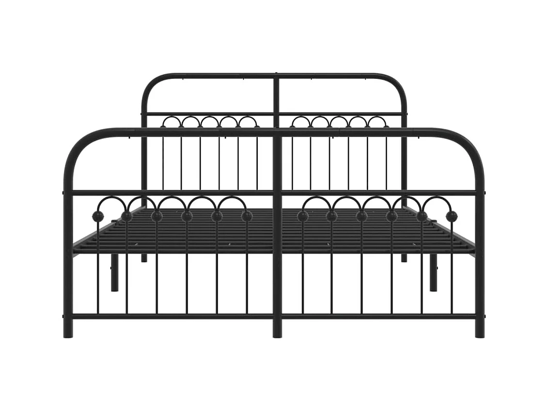 Lit double | Lit adulte | Cadre de lit métal avec pied de lit noir 140x190cm