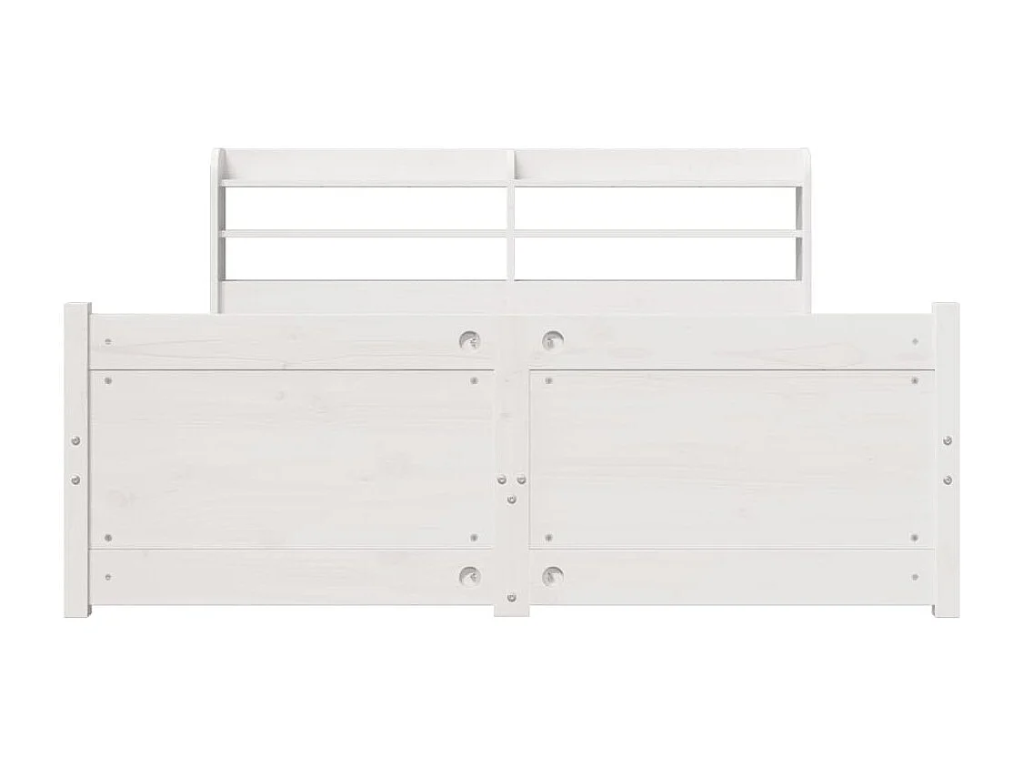 Letto per adulti | Letto matrimoniale | Giroletto con Testiera Bianco 135x190 cm Legno Massello di Pino