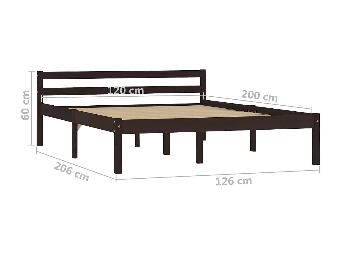 Lit simple | Lit adulte, enfant | Cadre de lit marron foncé pin massif 120x200 cm