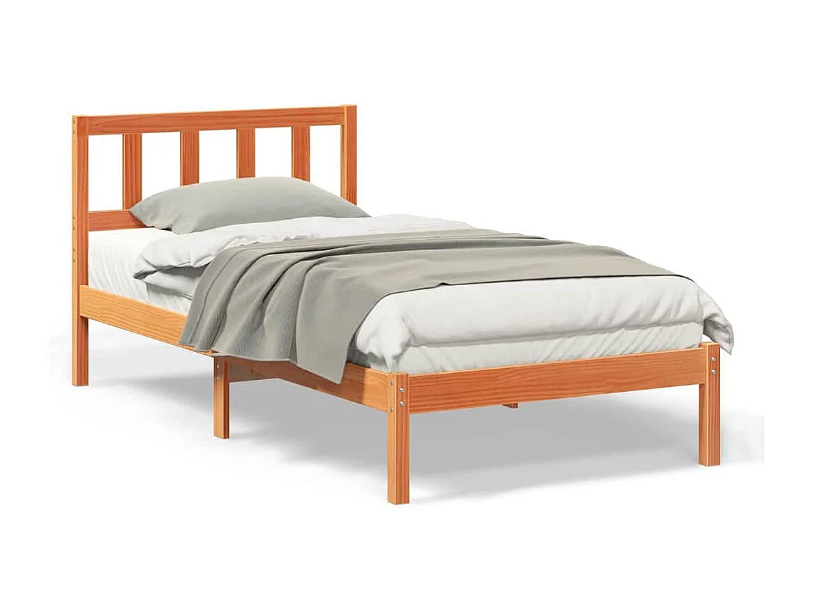 Lit simple | Lit adulte, enfant | Cadre de lit Marron cire 90x200 cm Bois massif en pin