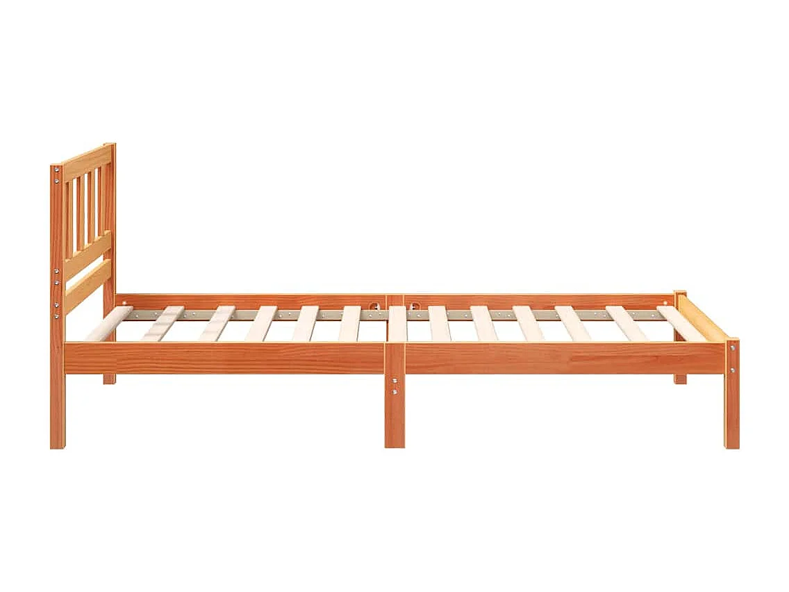 Lit simple | Lit adulte, enfant | Cadre de lit Marron cire 90x200 cm Bois massif en pin