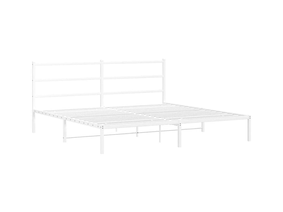 Lit double | Lit adulte | Cadre de lit métal et tête de lit blanc 183x213 cm