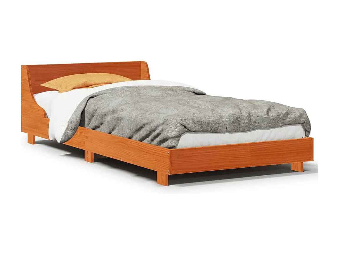 Lit simple | Lit adulte, enfant | Cadre de lit cire marron 75x190 cm bois pin massif