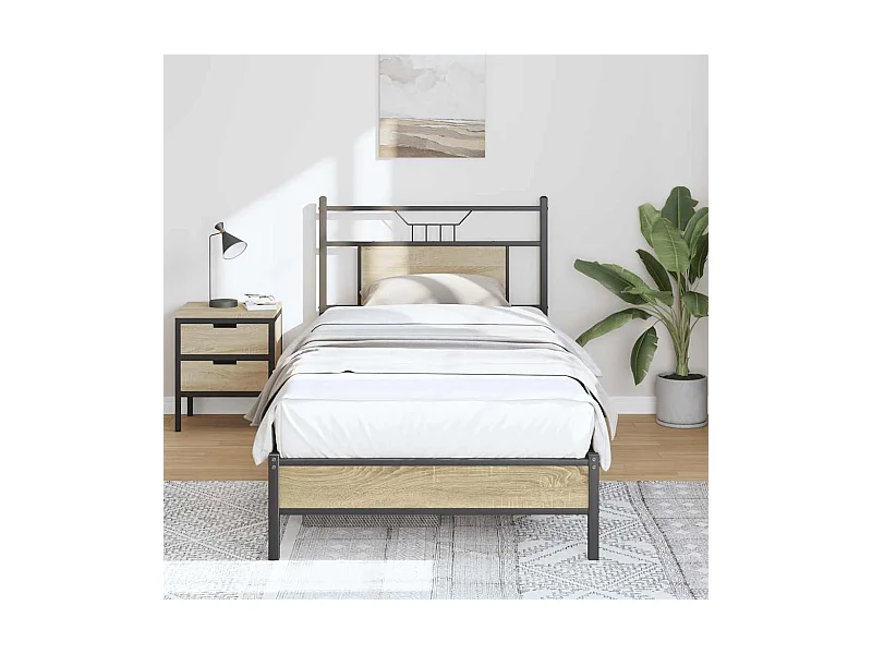 Letto per adulti | Letto singolo | Giroletto senza Materasso Rovere Sonoma 90x200 cm in Truciolato