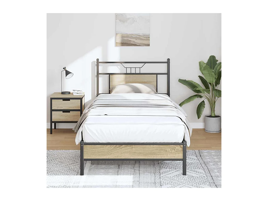 Letto per adulti | Letto singolo | Giroletto senza Materasso Rovere Sonoma 90x200 cm in Truciolato