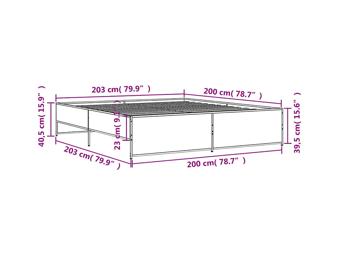 Lit double | Lit adulte | Cadre de lit chêne sonoma 200x200 cm