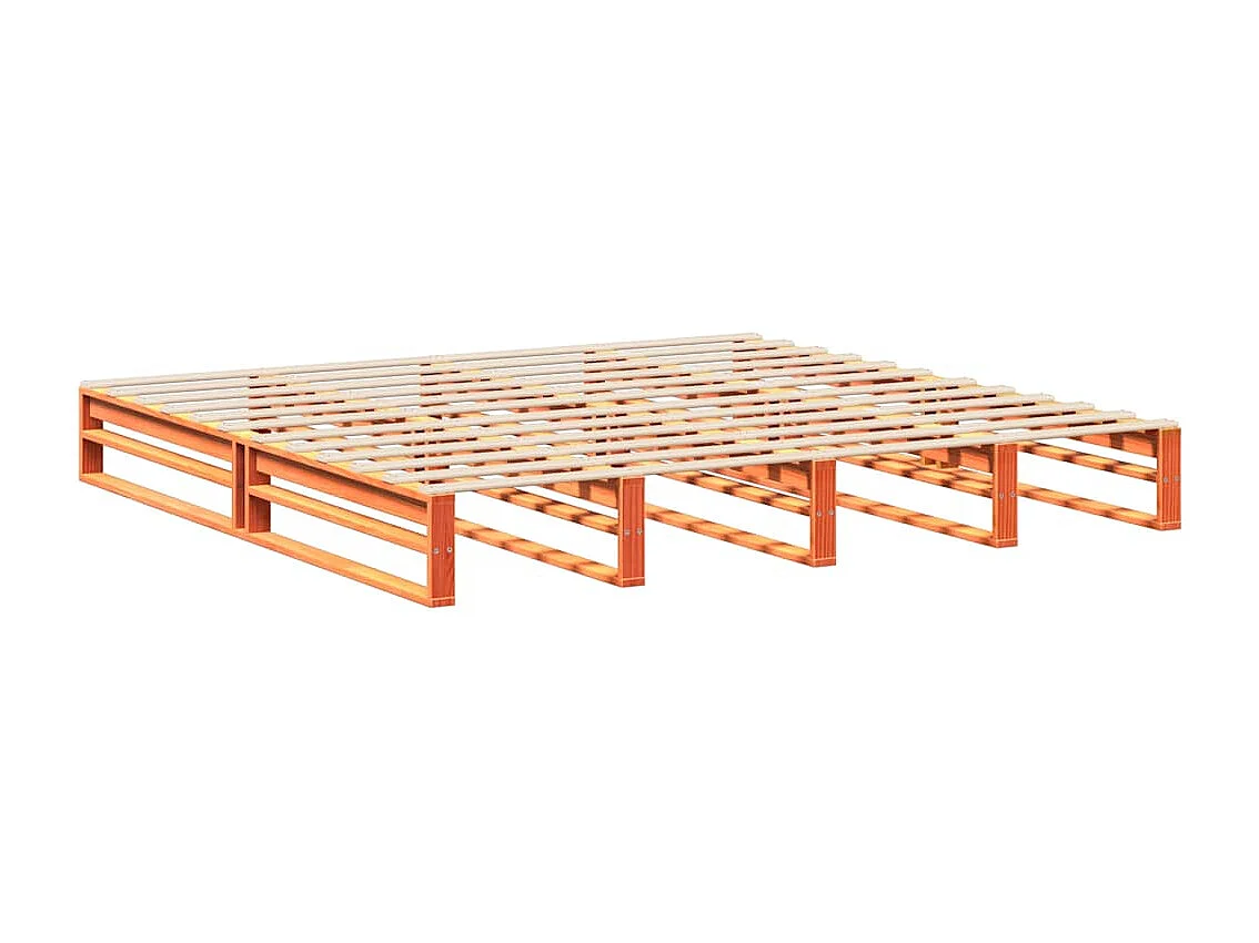 Lit double | Lit adulte | Cadre de lit cire marron 200x200cm bois pin massif