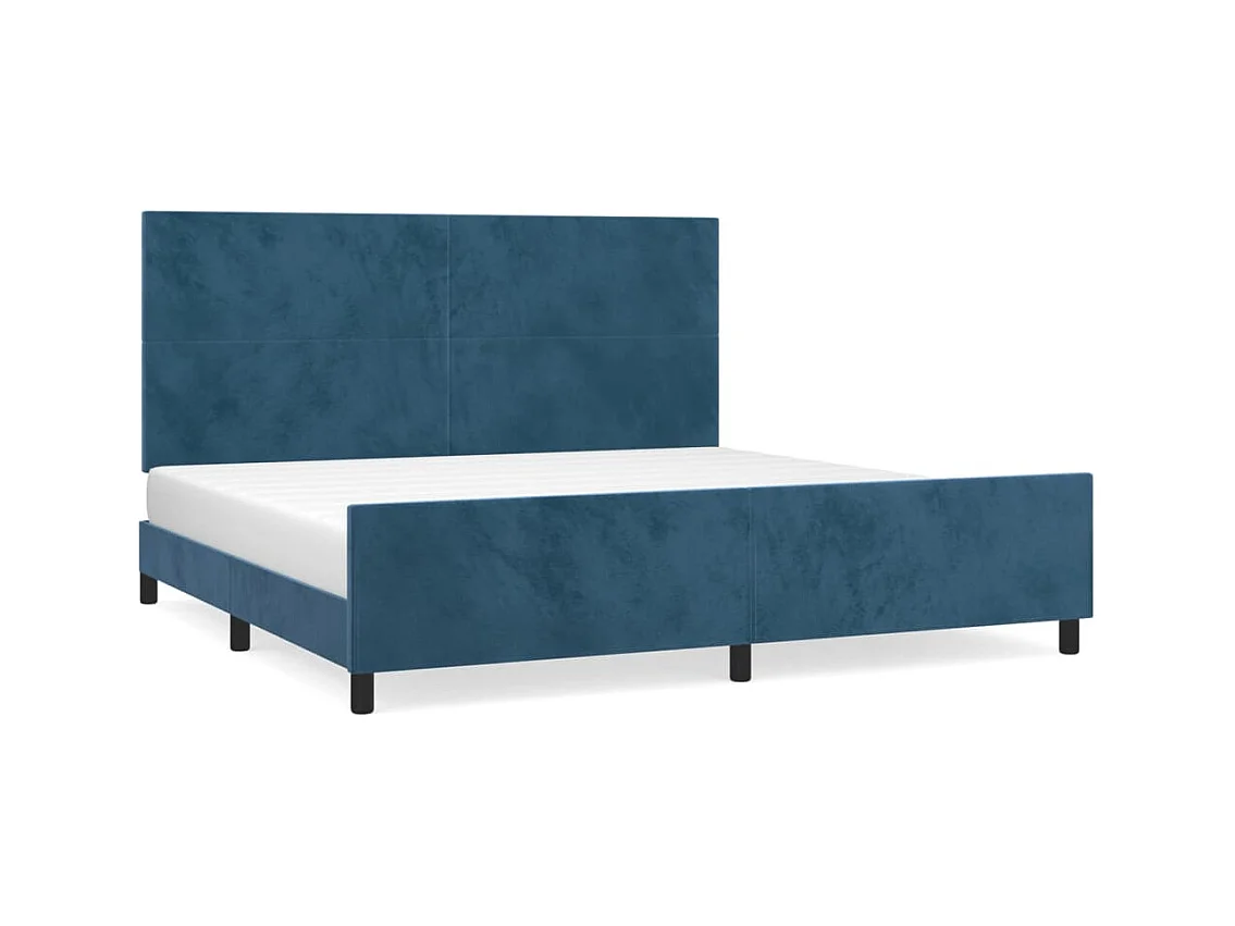 Lit double | Lit adulte | Cadre de lit bleu foncé 200x200 cm velours