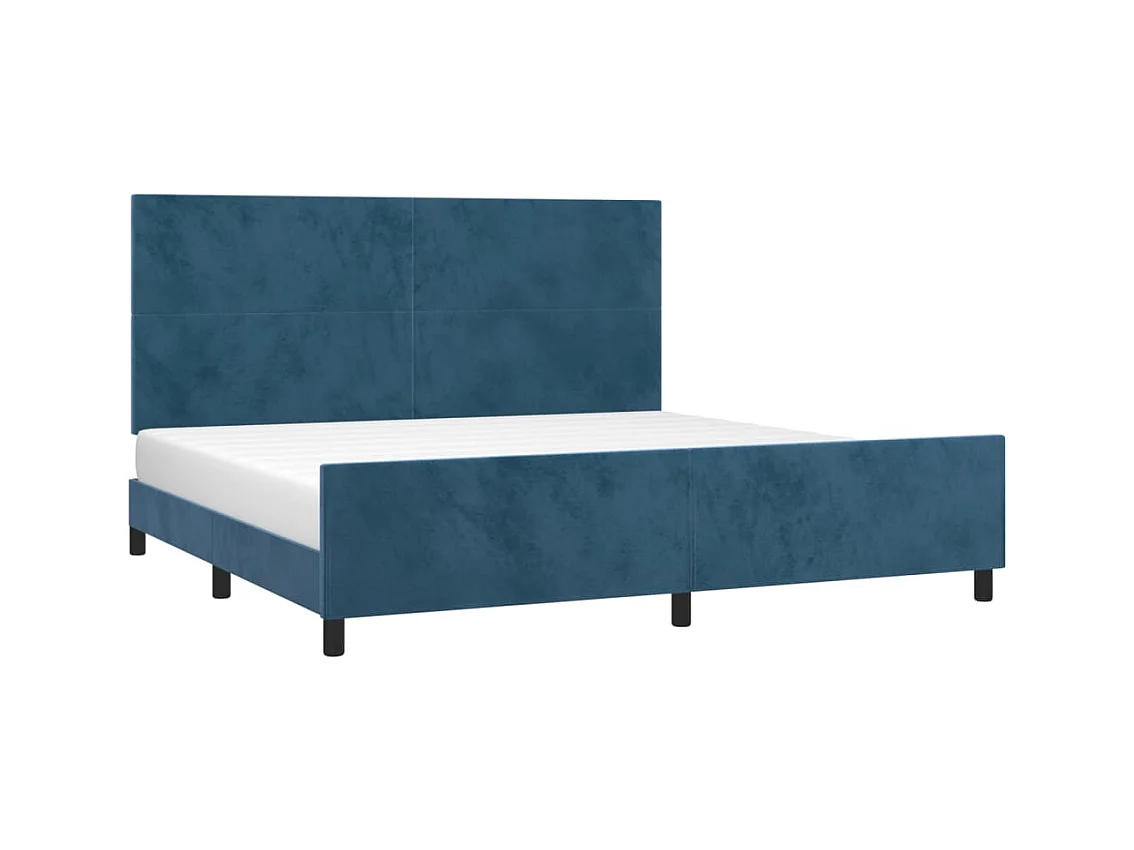 Lit double | Lit adulte | Cadre de lit bleu foncé 200x200 cm velours
