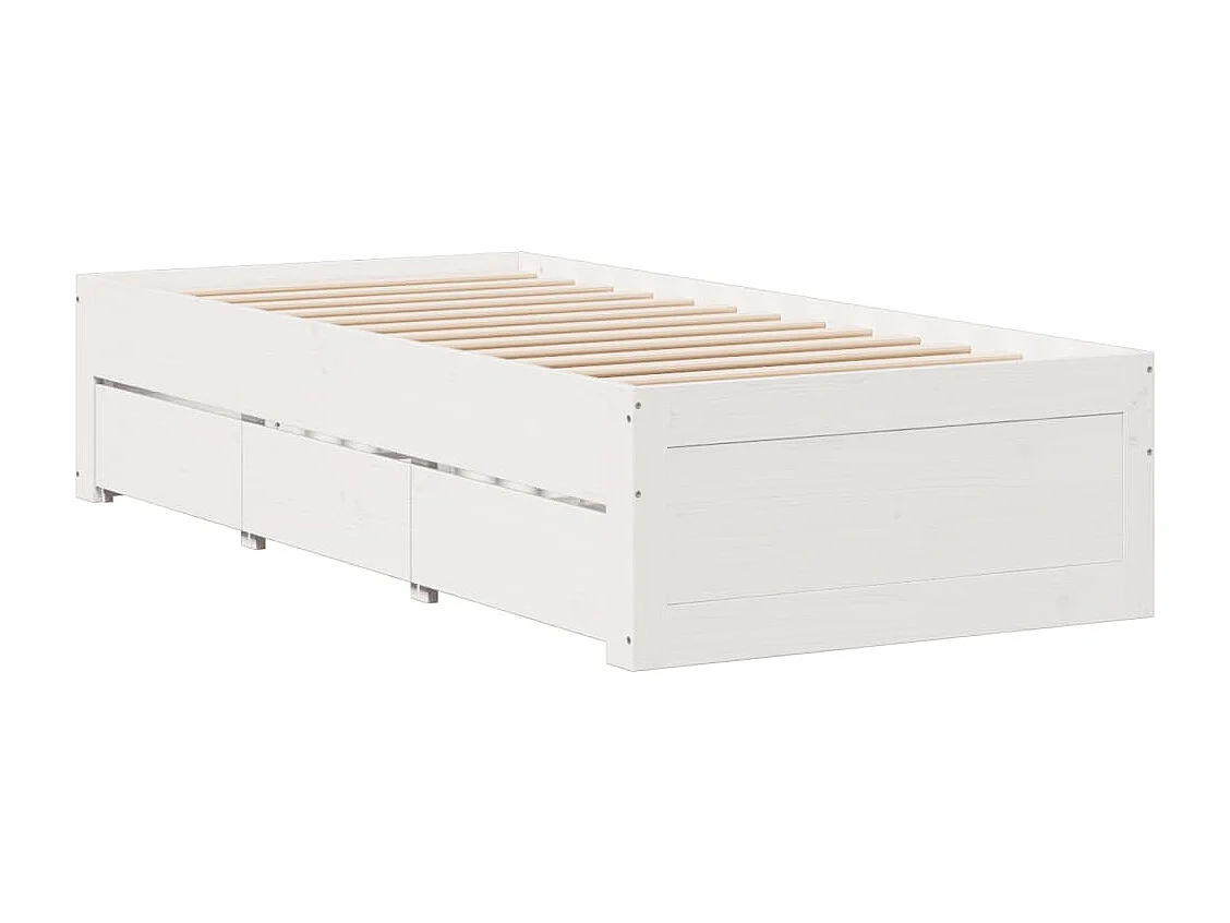 Letto per adulti | Letto singolo | Giroletto senza Materasso con Cassetti Bianco 90x190 cm Pino