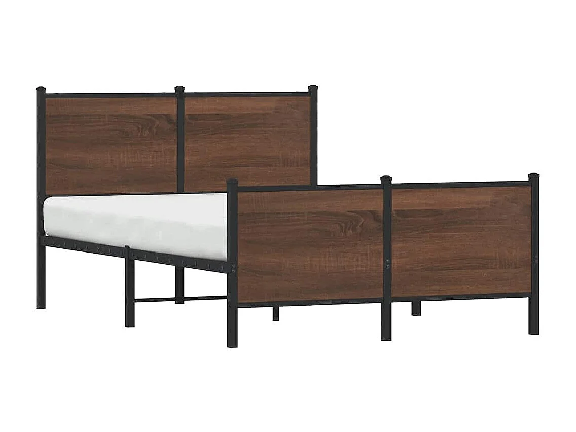 Lit simple | Lit adulte, enfant | Cadre de lit en métal chêne marron 120x200 cm