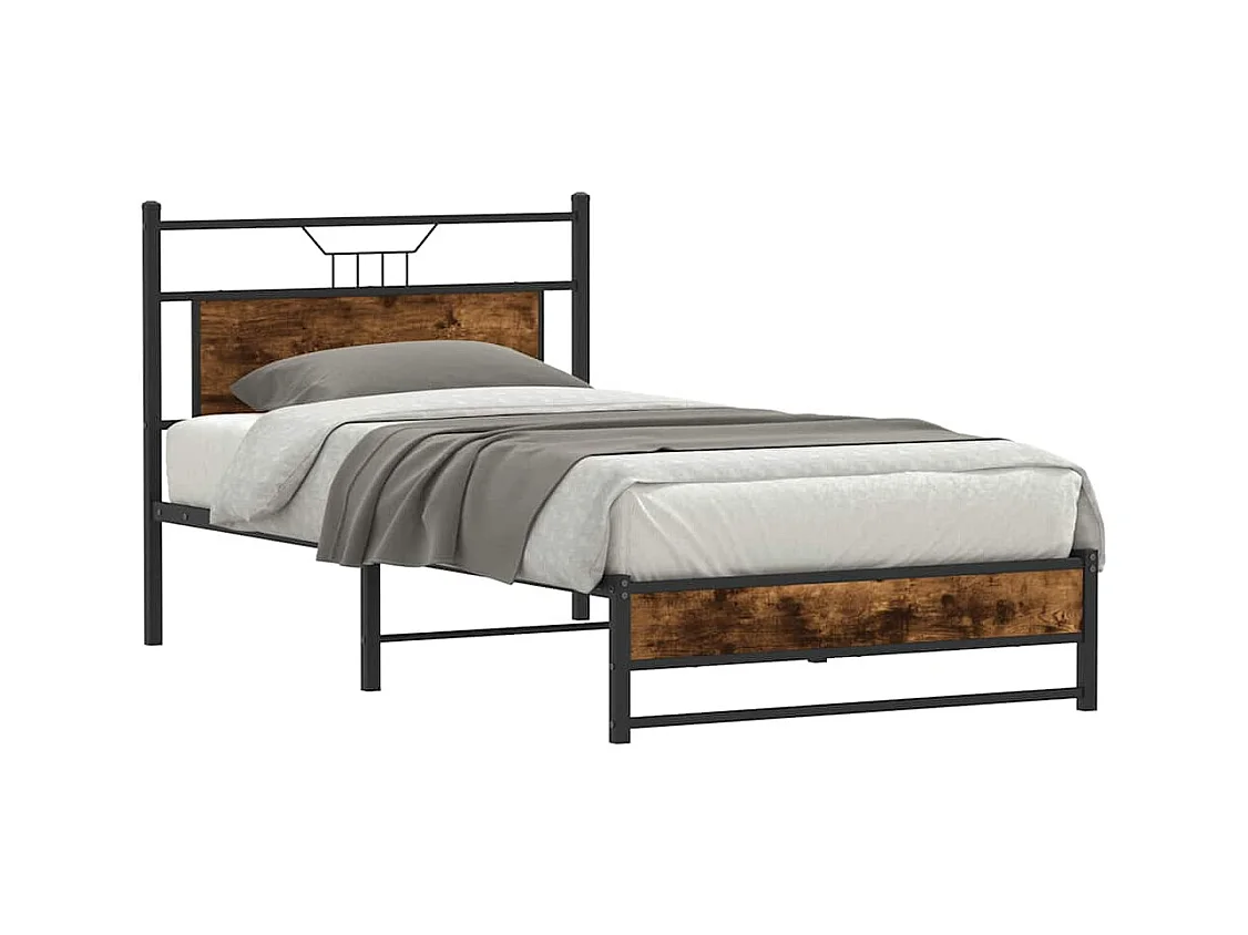 Letto per adulti | Letto singolo | Giroletto senza Materasso Rovere Fumo 107x203 cm in Truciolato