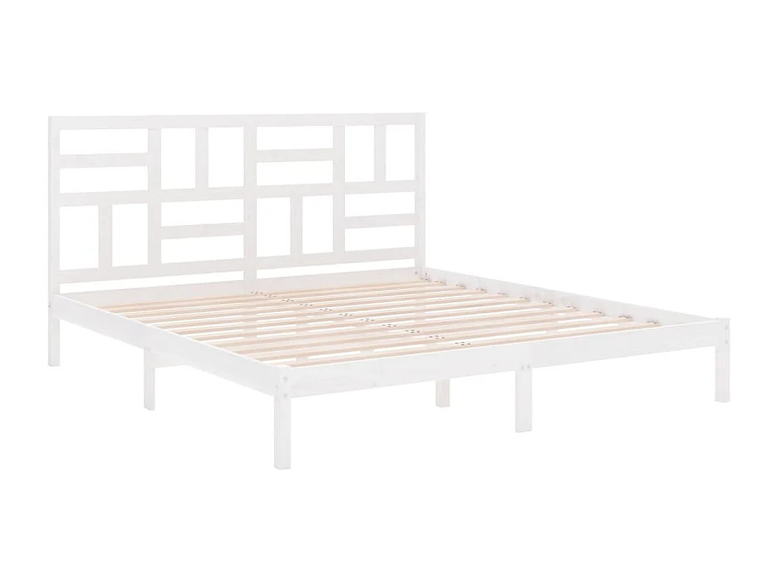 Lit double | Lit adulte | Cadre de lit blanc bois massif 180x200 cm