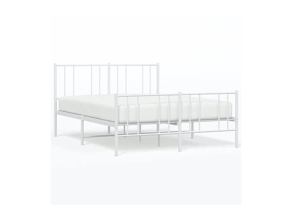 Lit double | Lit adulte | Cadre de lit métal et pied de lit blanc 140x190 cm