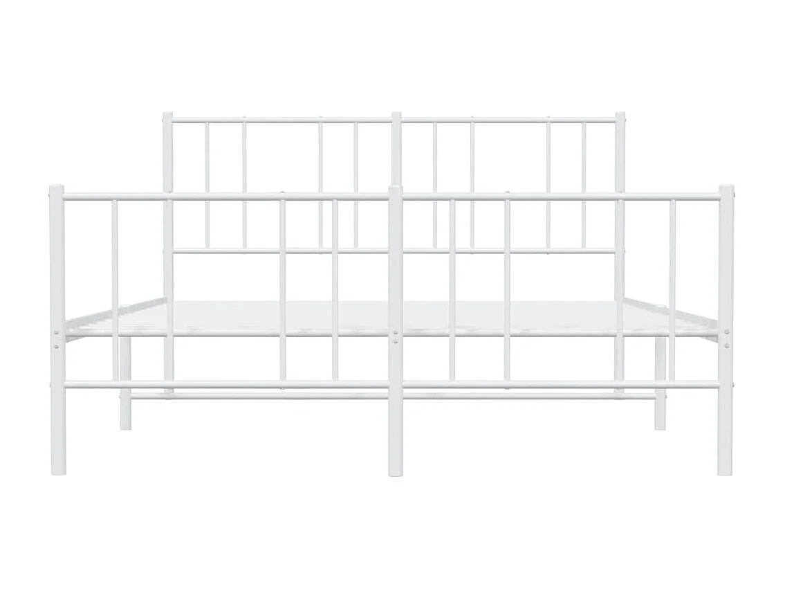 Lit double | Lit adulte | Cadre de lit métal et pied de lit blanc 140x190 cm