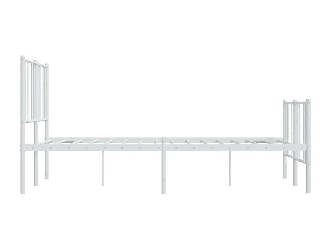 Lit double | Lit adulte | Cadre de lit métal et pied de lit blanc 140x190 cm