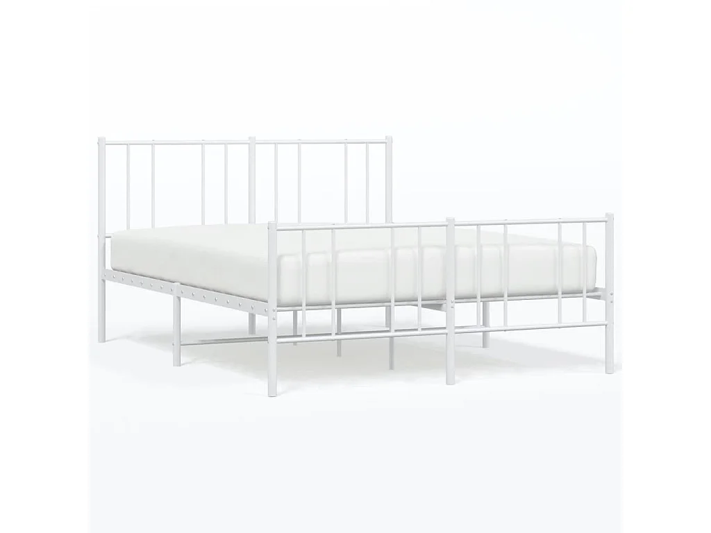 Lit double | Lit adulte | Cadre de lit métal et pied de lit blanc 140x190 cm