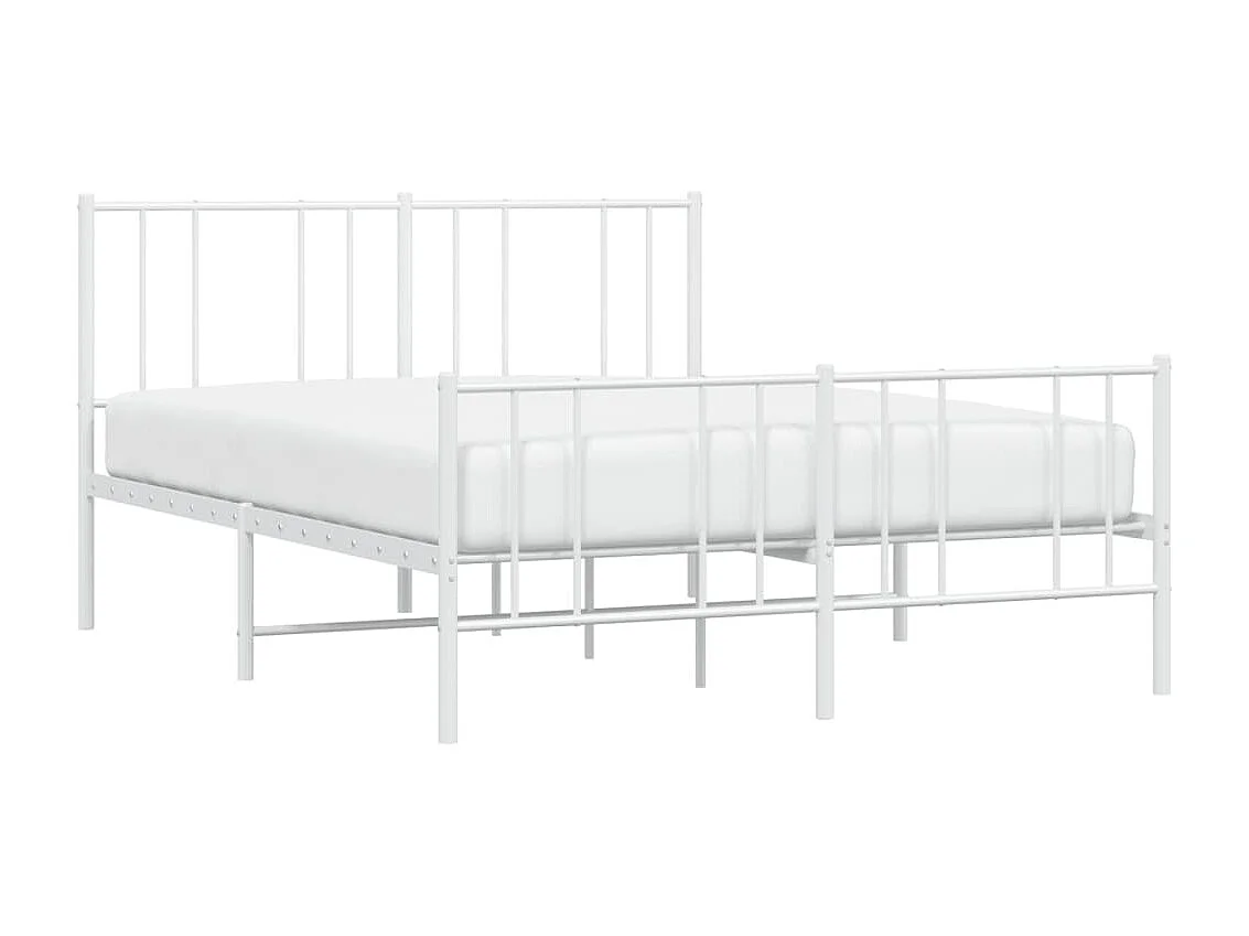 Lit double | Lit adulte | Cadre de lit métal et pied de lit blanc 140x190 cm