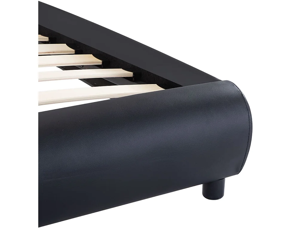 Letto per adulti | Letto singolo | Giroletto con LED senza Materasso Nero in Similpelle 90x200 cm