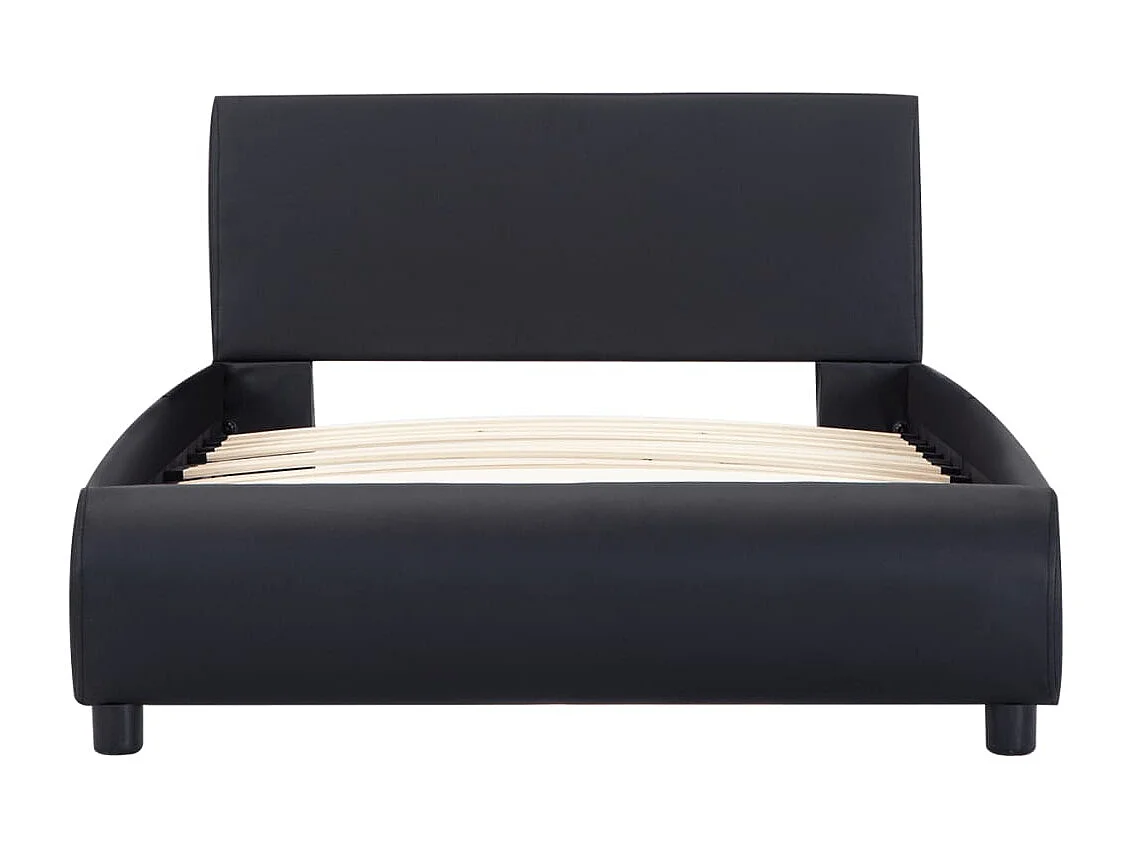 Letto per adulti | Letto singolo | Giroletto con LED senza Materasso Nero in Similpelle 90x200 cm