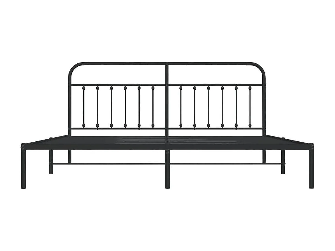 Lit double | Lit adulte | Cadre de lit métal avec tête de lit noir 200x200cm