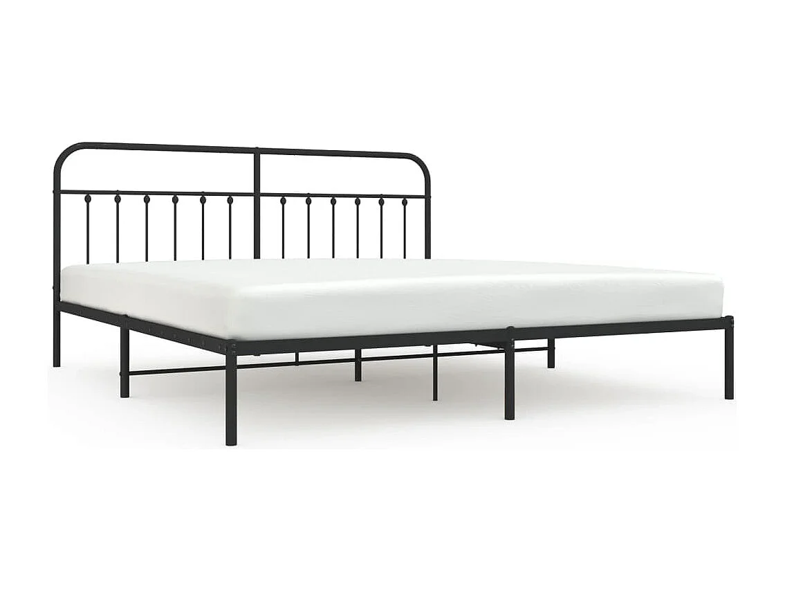 Lit double | Lit adulte | Cadre de lit métal avec tête de lit noir 200x200cm