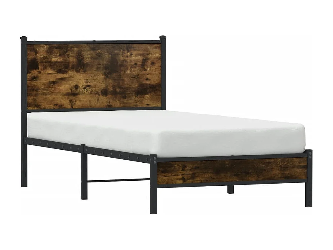 Lit simple | Lit adulte, enfant | Cadre de lit en métal chêne fumé 90x200 cm