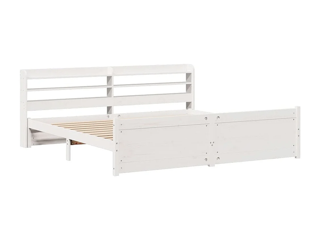 Lit double | Lit adulte | Cadre de lit avec tête de lit blanc 200x200 cm