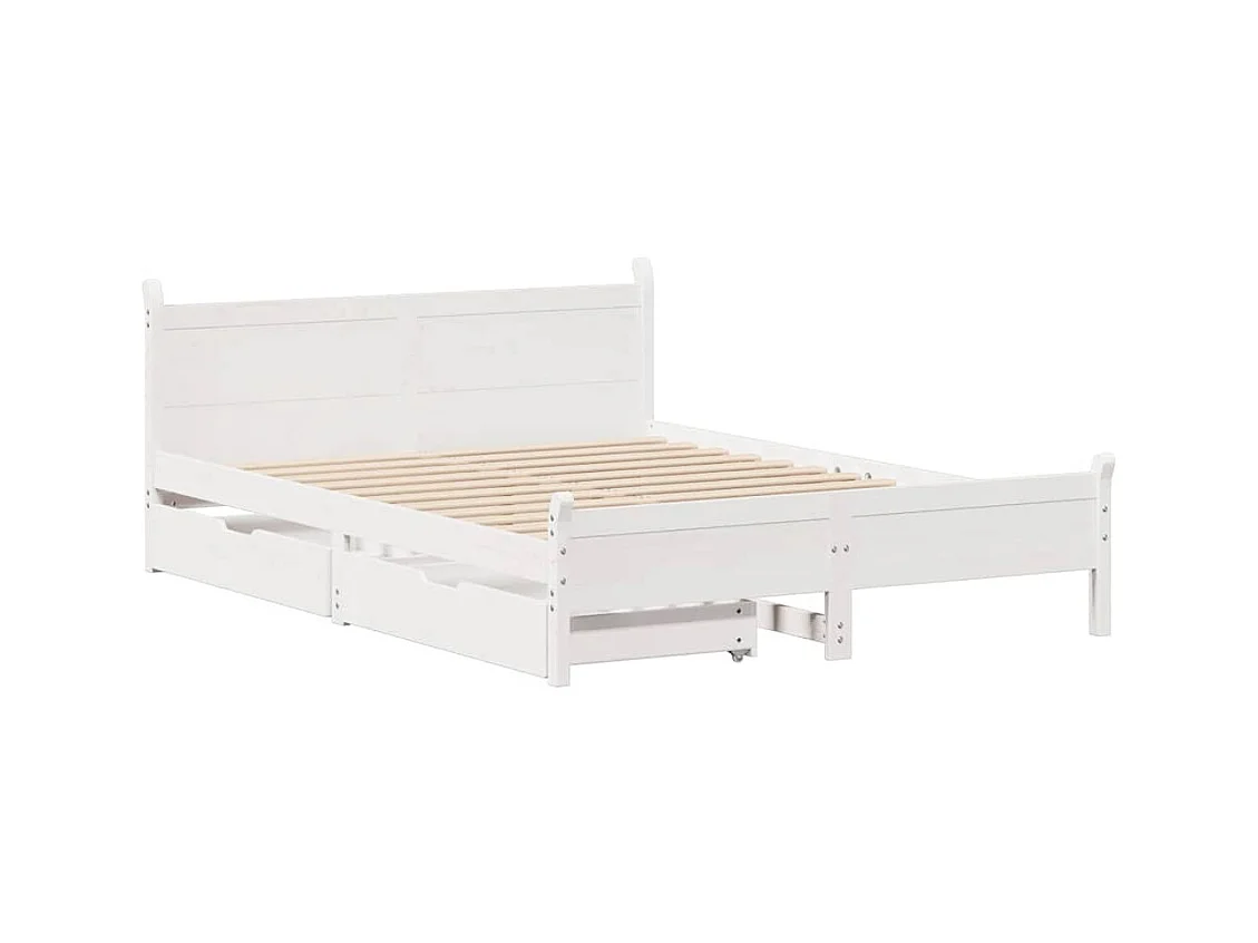 Lit double | Lit adulte | Cadre de lit blanc 160x200 cm bois de pin massif