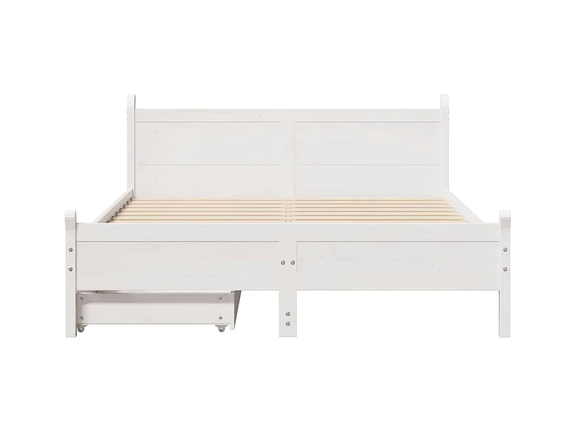Lit double | Lit adulte | Cadre de lit blanc 160x200 cm bois de pin massif