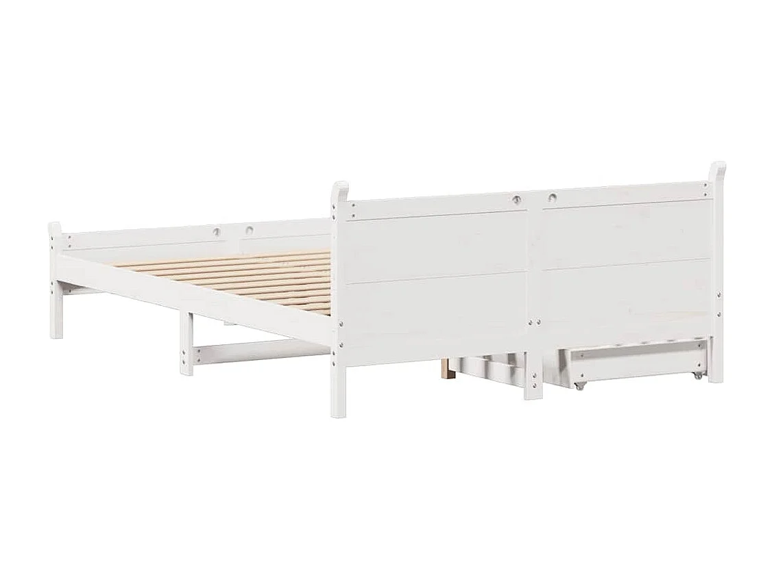 Lit double | Lit adulte | Cadre de lit blanc 160x200 cm bois de pin massif